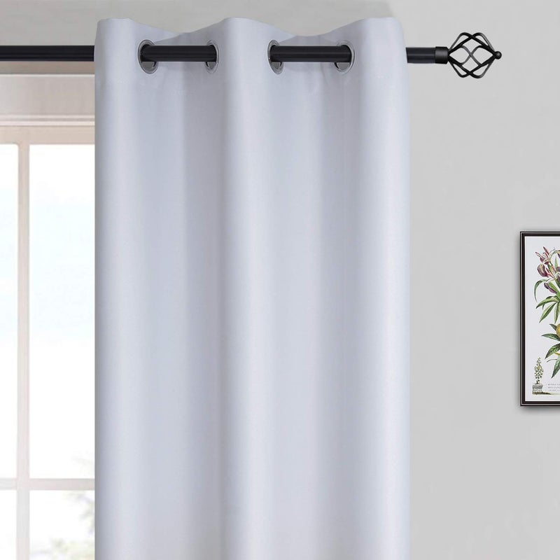 Yakamok Room Darkening Greyish White and Black Blackout Ombre Curtains Thickening Polyester Thermal Insulated Grommet Gradient Color Drapes for Bedroom (Black, 2 Panels, 38x84 Inch) - Image 2